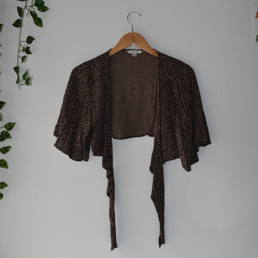 American Eagle Cheetah Flutter Sleeve Blouse